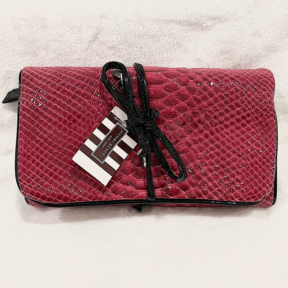 Henri Bendel Snaked Skin Embossed Travel Jewelry Roll Holder With Dust B… - Picture 2 of 8